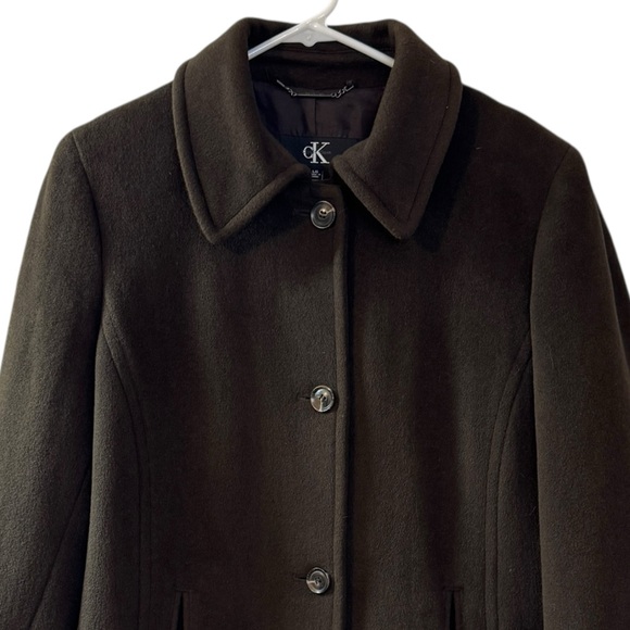 Calvin Klein Angora Rabbit Hair Wool Chocolate Brown Peacoat Like New soft cozy - Picture 2 of 16